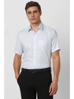 Van Heusen - Men White Textured Half Sleeves Formal Shirt