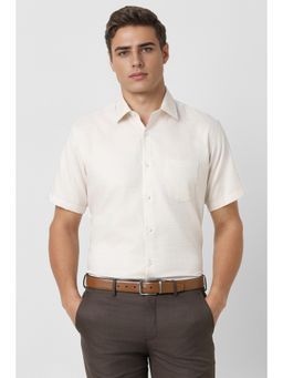 Van Heusen - Men White Textured Half Sleeves Formal Shirt