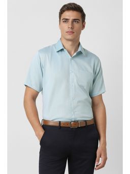 Van Heusen - Men Blue Textured Half Sleeves Formal Shirt