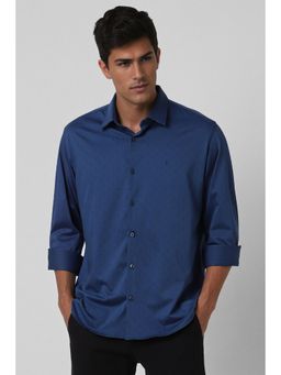 Van Heusen - Men Blue Printed Full Sleeves Casual Shirt