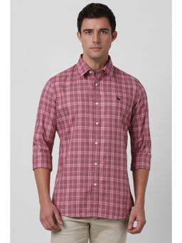 Van Heusen - Men Pink Checks Full Sleeves Casual Shirt
