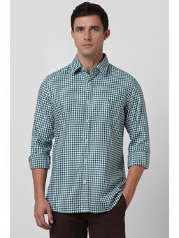 Van Heusen - Men Green Checks Full Sleeves Casual Shirt