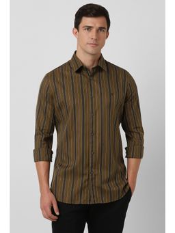 Van Heusen - Men Brown Stripes Full Sleeves Casual Shirt