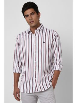 Van Heusen - Men White Stripes Full Sleeves Casual Shirt