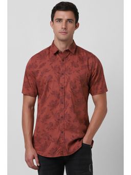 Van Heusen - Men Maroon Printed Half Sleeves Casual Shirt