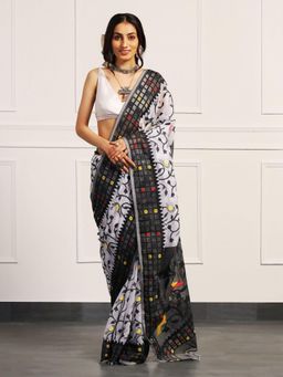 Aditri - Handloom Jamdani On Resham Silk Saree with Running Blouse
