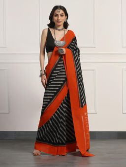 Aditri - Handloom Ikat On Gas Mercerised Cotton Saree without Blouse