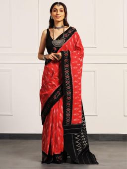 Aditri - Handloom Ikat On Gas Mercerised Cotton Saree without Blouse