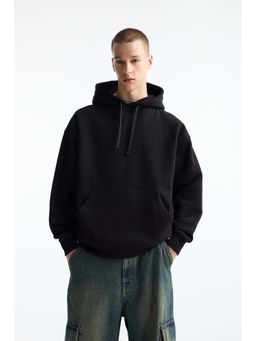 MISCHIEF MONKEY - Men Black Cotton Solid Hoodie