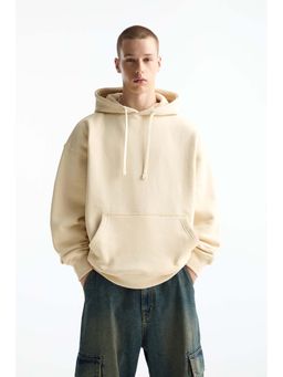 MISCHIEF MONKEY - Men Cream Cotton Solid Hoodie