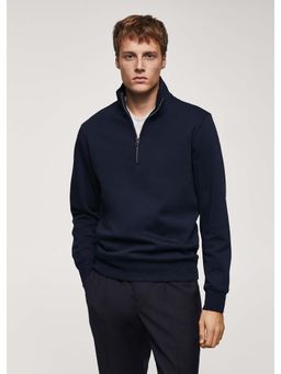 MISCHIEF MONKEY - Men Navy Blue Cotton Solid Sweatshirt