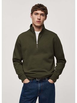 MISCHIEF MONKEY - Men Olive Cotton Solid Sweatshirt