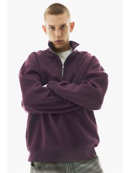 MISCHIEF MONKEY - Men Purple Cotton Solid Sweatshirt