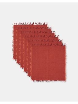 Fabindia - Orange Solid Hand Woven Cotton Napkin (Pack of 6)