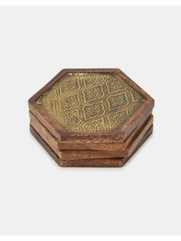 Fabindia - Purvi Wooden Coasters , Set of 4