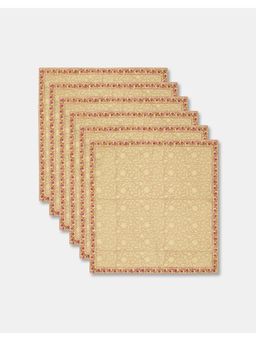 Fabindia - Green & Beige Anar Cotton Napkin (Pack of 6)