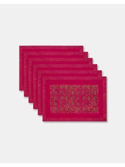 Fabindia - Pink Naisha Printed Cotton Silk Mat, Pack of 6
