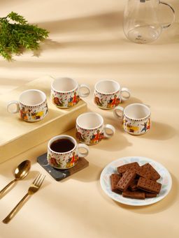 ARRABI - Premium Handcrafted Ceramic Stoneware Matte Indian Tea Cup (Pack of 6)