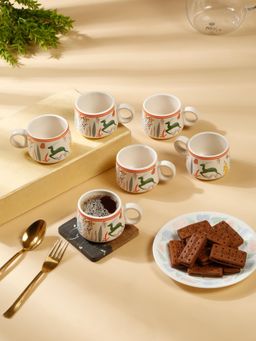 ARRABI - Premium Handcrafted Ceramic Stoneware Matte Animal Tea Cup (Pack of 6)