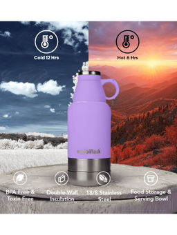 Melbify - 3 in 1 Thermos Flask Hot and Cold Insulated Thermosteel Water Bottle 1L - Lavender