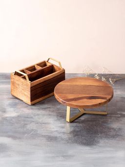 Nestroots - Teak Wood Spoon Stand & Cake Stand