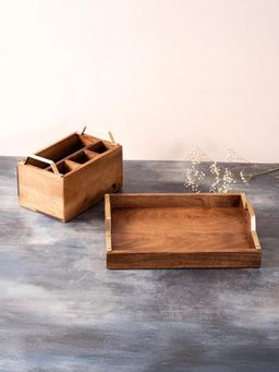 Nestroots - Teak Wood Spoon Stand & Tray