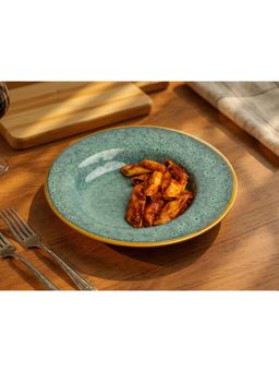 BODHI HOUSE - Ceramic Handmade Reactive Glaze Pasta Plates, Pack of 2, (24cm,Ocean Green)