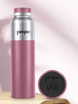 Pexpo - Crown Silver-Rosy Brown Stainless Steel Fridge Bottle - 950ml