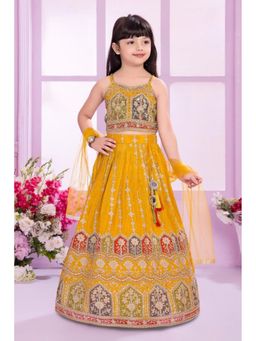 Lagorii - Yellow Embroidered Lehenga Choli with Dupatta