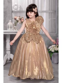 Lagorii - Copper Brown Floral Embellished With Sequins Gown