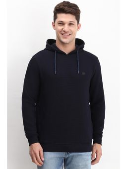 Allen Solly - Men Navy Hooded Neck Full Sleeves Casual Sweatshirt
