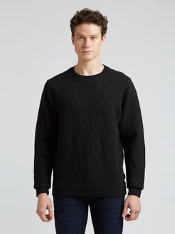Pepe Jeans - Black Self Design Full Sleeve Sweatshirt