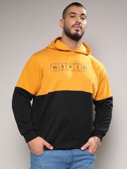 Instafab Plus - Mens Yellow Inspire Sweatshirt with Kangaroo Pocket