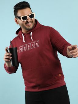 Instafab Plus - Mens Maroon Red Ambition Sweatshirt with Kangaroo Pocket