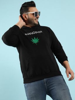Instafab Plus - Mens Black Bhangover Sweatshirt with Kangaroo Pocket