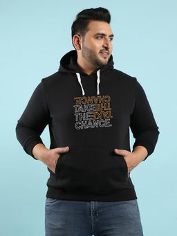 Instafab Plus - Mens Black Take Sweatshirt The Chance with Kangaroo Pocket