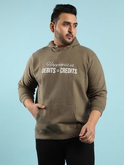 Instafab Plus - Mens Grey Happiness Is Sweatshirt with Kangaroo Pocket