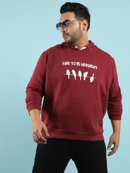 Instafab Plus - Mens Maroon Dare To Be Different Sweatshirt with Kangaroo Pocket