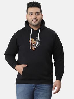 Instafab Plus - Mens Jet Black Contrast Face Sweatshirt