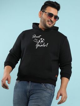 Instafab Plus - Mens Black Shoot for Goals Sweatshirt with Kangaroo Pocket
