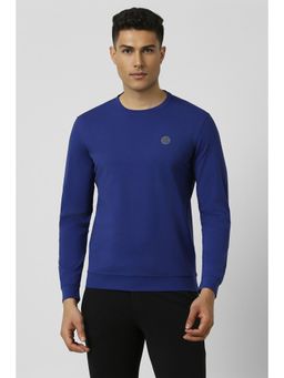 Van Heusen - Men Blue Solid Crew Neck Sweatshirt
