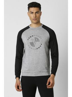 Van Heusen - Men Grey Print Crew Neck Sweatshirt