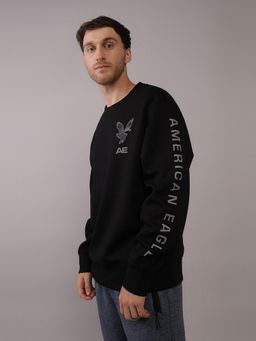 American Eagle - Men Black 24/7 Crew Neck Sweatshirt