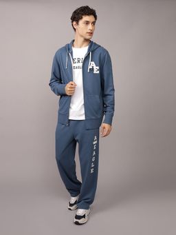 American Eagle - Men Navy Logo Graphic Zip-Up Hoodie