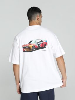 Puma - Men White Oversized Graphic Printed T-shirt