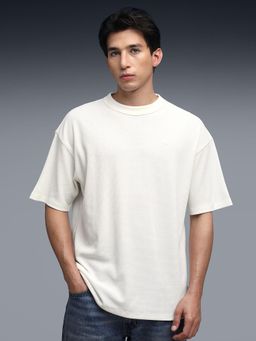 Puma - Men White Textured Relaxed Fit T-shirt
