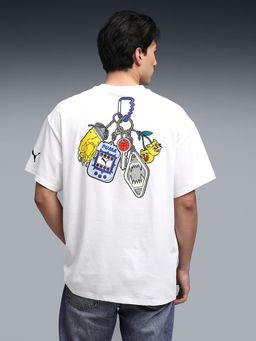 Puma - Men White Oversized Graphic Printed T-shirt