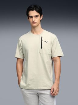 Puma - Men Beige Solid Relaxed Fit T-shirt