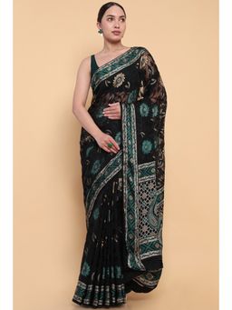 Soch - Women Black Georgette Printed Saree