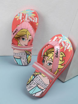 Kidsville - Frozen Printed Kids Girls Peach Flipflops